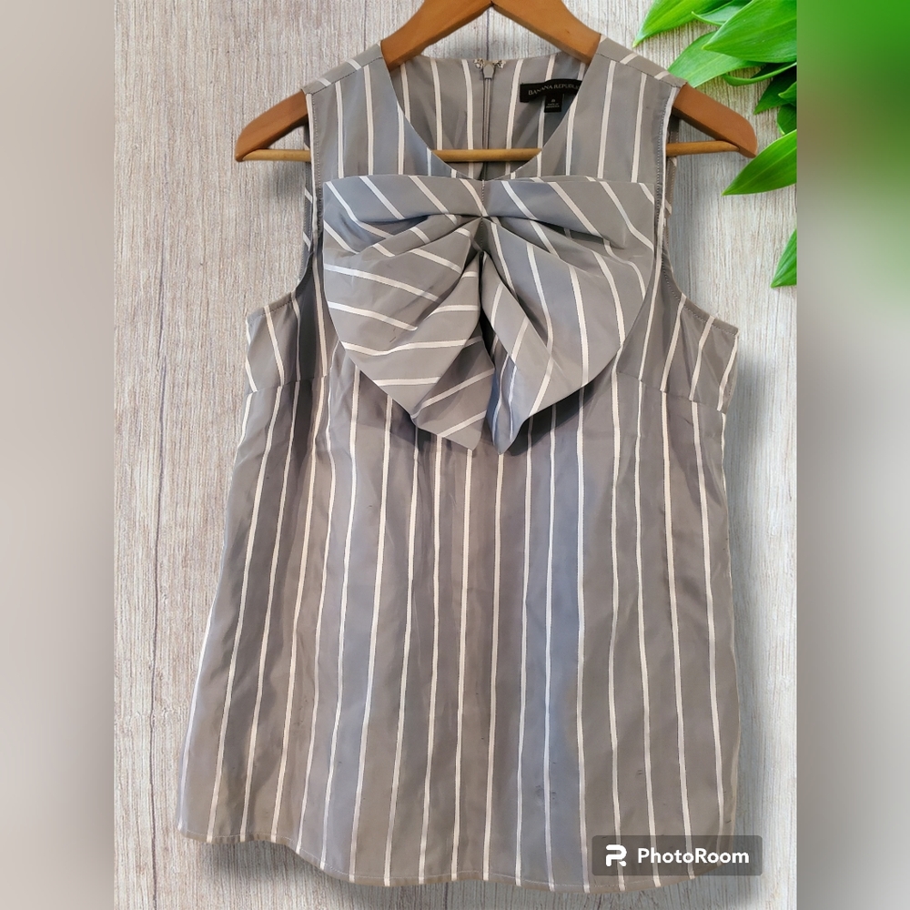 Banana Republic Gray Striped Blouse